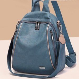 Fashion street trend foreign soft leather backpack